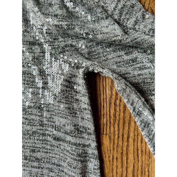 ZARA WOMEN'S HEATHER GRAY THIN KNIT LONG PUFF SLEEVE SEQUIN MINI DRESS Sz Large - Picture 9 of 11